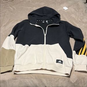 Adidas Black and Cream Hoodie